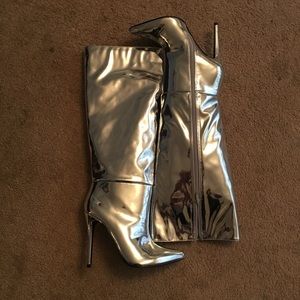 Silver Stiletto Booties